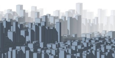 Panorama şehir manzarası krokisi. Mimari kroki - 3d İllüstrasyon