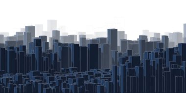 Panorama şehir manzarası krokisi. Mimari kroki - 3d İllüstrasyon