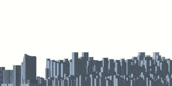 Bosquejo panorámico del paisaje urbano. Bosquejo de arquitectura - Ilustración 3D — Foto de Stock