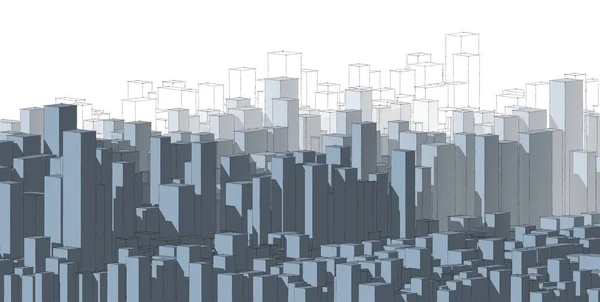 Panorama cityscape Sketch. Desenho de arquitetura - Ilustração 3D — Fotografia de Stock