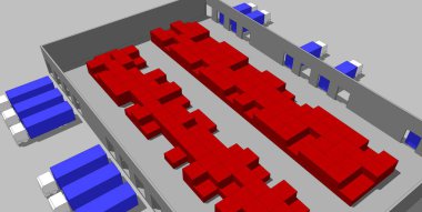 Lojistik nakliye ve teslimat depo 3d illüstrasyon ve