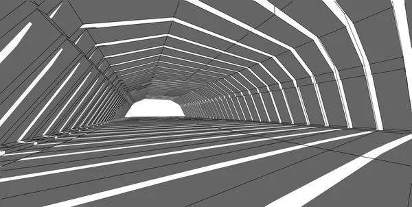 추상 건축 배경, 빈 콘크리트 인테리어. 3d 일 — 스톡 사진