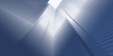 3d illüstrasyon mimarisi bina perspektif çizgileri.