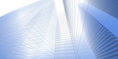 3d illüstrasyon mimarisi bina perspektif çizgileri.