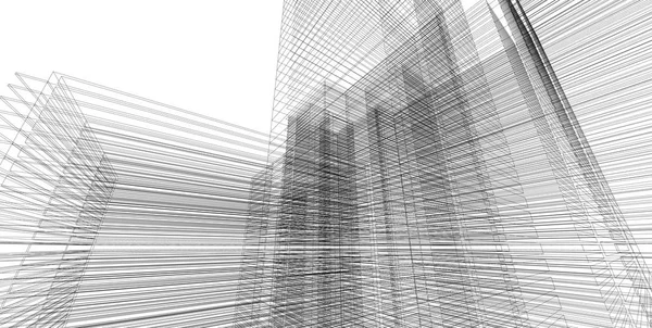 Illustrazione 3D architettura costruzione linee prospettiche . — Foto Stock