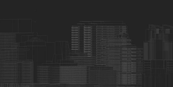 Illustrazione 3D architettura costruzione linee prospettiche . — Foto Stock