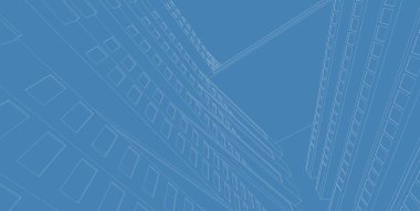 3d illüstrasyon mimarisi bina perspektif çizgileri.