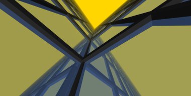 3d illüstrasyon mimarisi bina perspektif çizgileri.