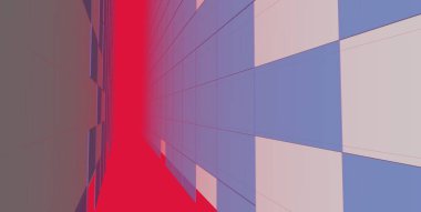 3d illüstrasyon mimarisi bina perspektif çizgileri.