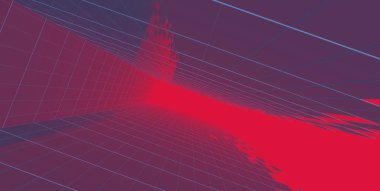 3d illüstrasyon mimarisi bina perspektif çizgileri.
