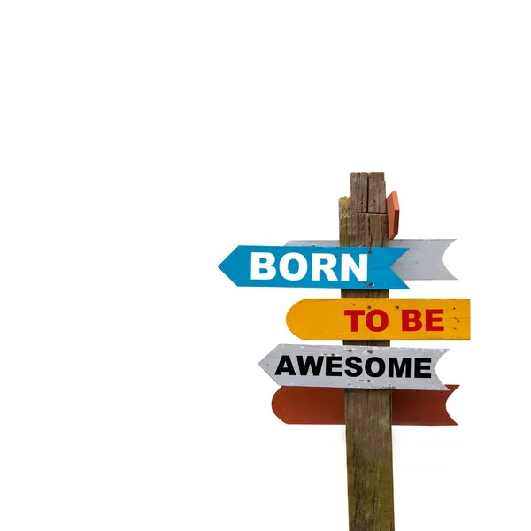Kleurrijke houten teken, order tag, awesome, inspiratie, bericht — Stockfoto
