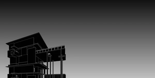 3d 插图建筑建筑透视线. — 图库照片