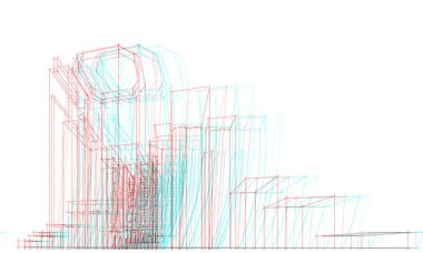 Soyut Rgb glitch mimari , Renk çift pozlama, Glitcth