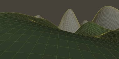 Soyut 3d tel kafes arazi ,3d İllüstrasyon, Anahat eğrisi