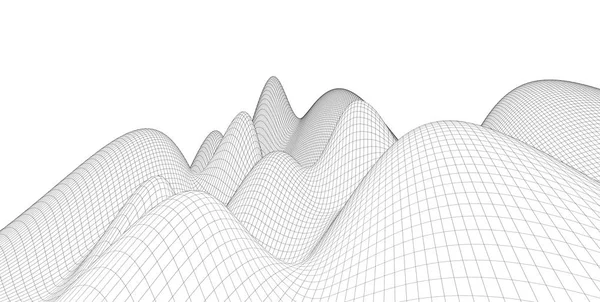 Résumé 3d wireframe terrain, Illustration 3d, Courbe de contour — Photo