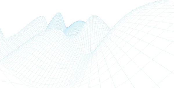 Terreno de marco de alambre 3d abstracto, Ilustración 3d, Curva de contorno — Foto de Stock