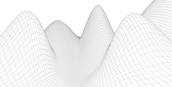 Terreno de marco de alambre 3d abstracto, Ilustración 3d, Curva de contorno — Foto de Stock