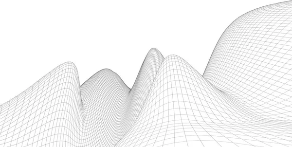 Résumé 3d wireframe terrain, Illustration 3d, Courbe de contour — Photo