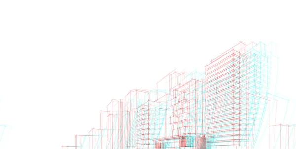 Abstrakte rgb glitch architektonische, farbige Doppelbelichtung, glitcth — Stockfoto