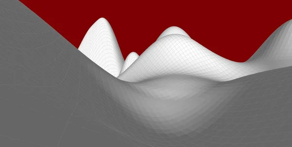 Résumé 3d wireframe terrain, Illustration 3d, Courbe de contour — Photo