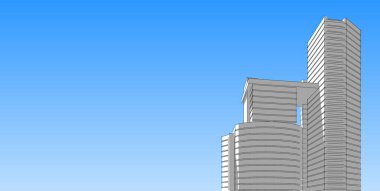 3d illüstrasyon mimarisi bina perspektif çizgileri.
