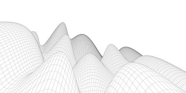 Soyut 3d tel kafes arazi ,3d İllüstrasyon, Anahat eğrisi