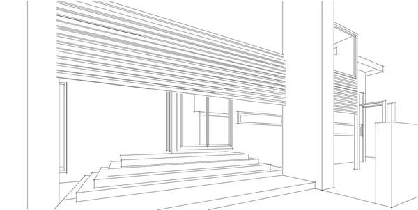 Architektura ilustracji 3D budowanie linii perspektywy. — Zdjęcie stockowe