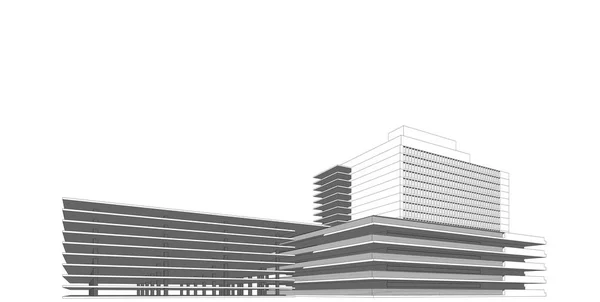 Illustrazione 3D architettura costruzione linee prospettiche . — Foto Stock