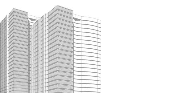 Illustrazione 3D architettura costruzione linee prospettiche . — Foto Stock