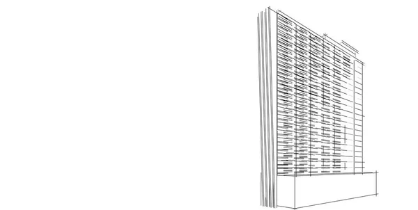 Ilustração 3D arquitetura construção perspectiva linhas . — Fotografia de Stock