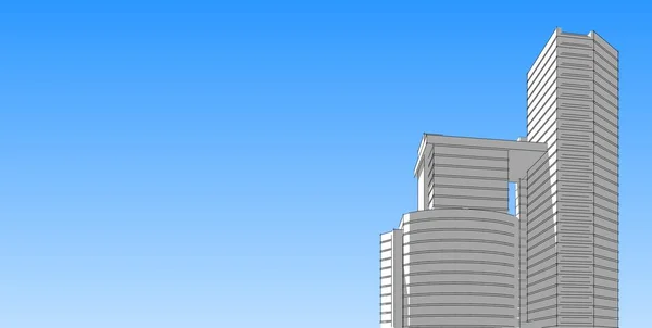 3d 插图建筑建筑透视线. — 图库照片