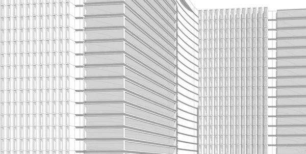 3D illustration architecture building perspective lines. — Stock Photo, Image