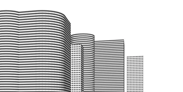 3D illustration architecture building perspective lines.