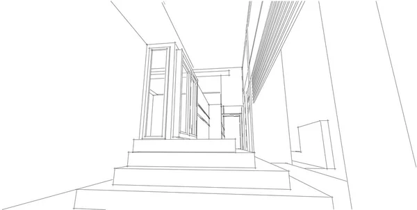 3D illustration arkitektur bygga perspektivlinjer. — Stockfoto