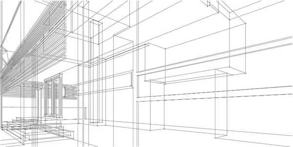 Ilustración 3D arquitectura construcción perspectiva líneas . — Foto de Stock