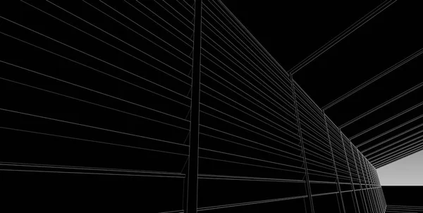 Garis perspektif bangunan arsitektur ilustrasi 3D . — Stok Foto