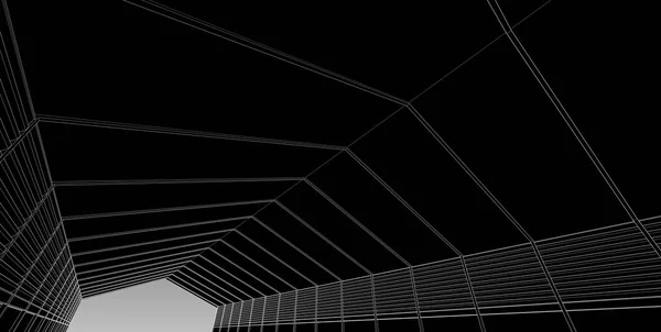 Illustration 3D architecture bâtiment perspective lignes . — Photo