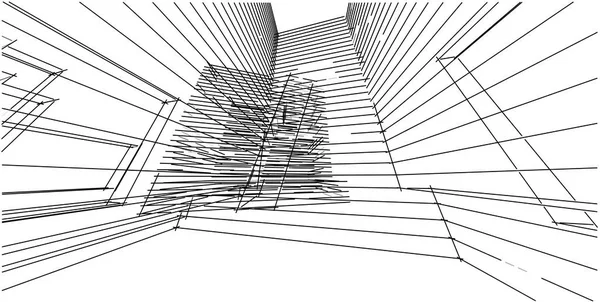 3D εικονογράφηση αρχιτεκτονικής δόμησης γραμμών προοπτικής. — Φωτογραφία Αρχείου