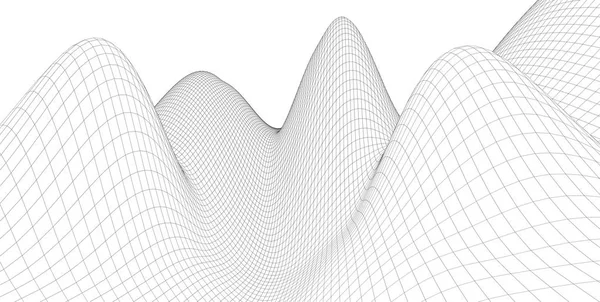Αφηρημένο 3D έδαφος περιγράμματος επιφάνειας, απεικόνιση 3D, καμπύλη διάρθρωσης — Φωτογραφία Αρχείου