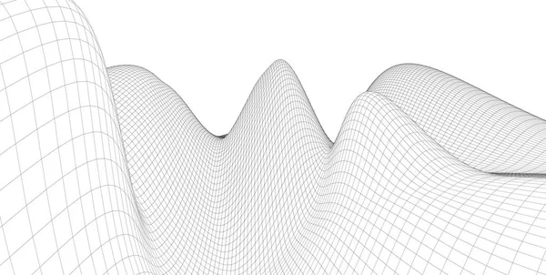 Abstrato 3d wireframe terreno, 3d ilustração, curva de contorno — Fotografia de Stock