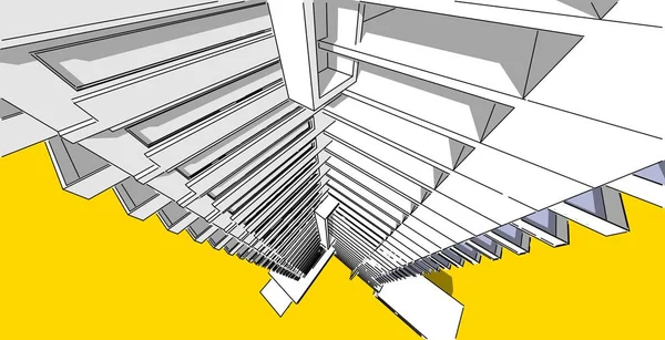 Illustrazione 3D architettura costruzione linee prospettiche . — Foto Stock