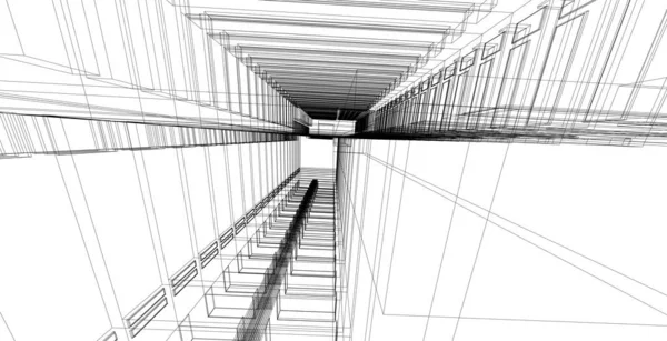 3d 插图建筑建筑透视线. — 图库照片