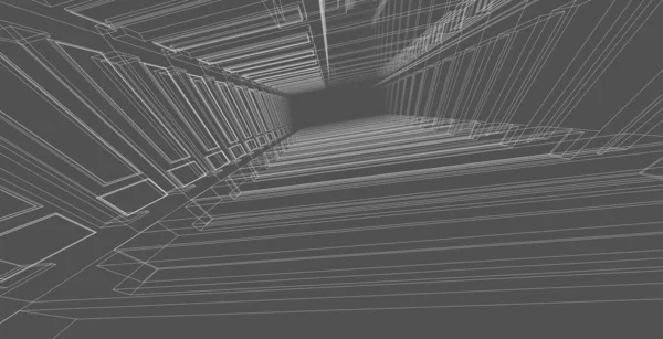 3D εικονογράφηση αρχιτεκτονικής δόμησης γραμμών προοπτικής. — Φωτογραφία Αρχείου