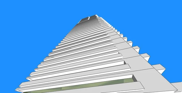 3D イラストレーション 建築建物パース ライン. — ストック写真