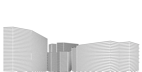 3D 일러스트 아키텍처 건물 원근선. — 스톡 사진