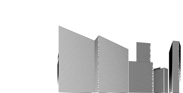 3D 일러스트 아키텍처 건물 원근선. — 스톡 사진