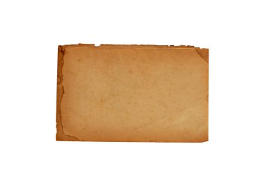 Eski kağıt dokusu, kahverengi-sarı kağıt. Eski kağıt arkaplanı beyaza izole edildi