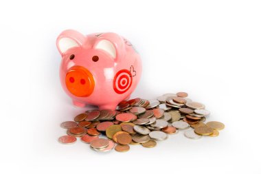 Beyaz bir backgroun üzerinde Piggy banka