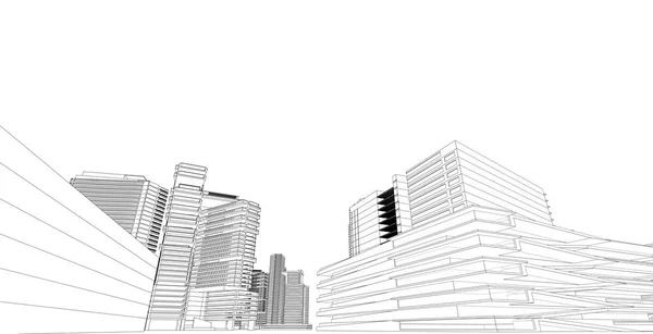 Moderne Architectuur Wireframe Concept Van Urban Wireframe Wireframe Gebouw Illustratie — Stockfoto