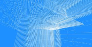 mimari arkaplan 3d illüstrasyon, çizim çizgisi geometrik, mimari arkaplan